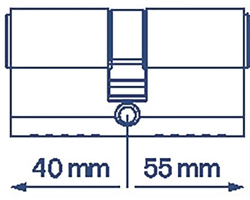 Technický výkres válce o rozměrech 40 milimetrů a 55 milimetrů