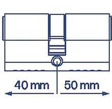 Nákres cylindrického zámku o rozměrech 40 mm a 50 mm