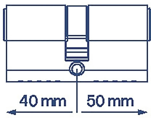 Nákres cylindrického zámku o rozměrech 40 mm a 50 mm