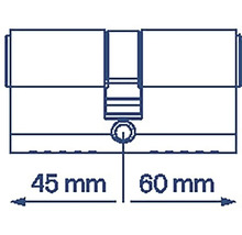 Technický nákres cylindrické vložky o rozměrech 45 mm a 60 mm