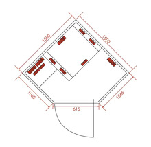 Půdorys rohového domu s rozměry