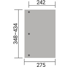 Výkres produktu s rozměry: 348 až 434 x 242 až 275
