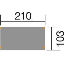Technický výkres s rozměry: 210 x 103