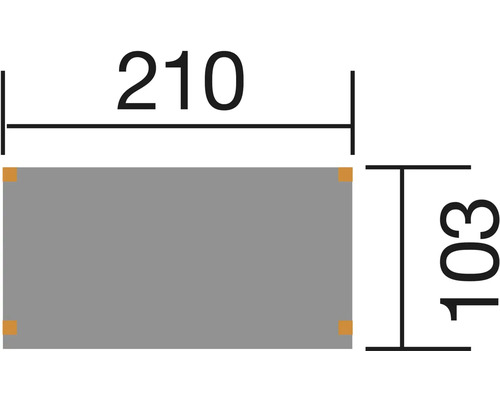Technický výkres s rozměry: 210 x 103