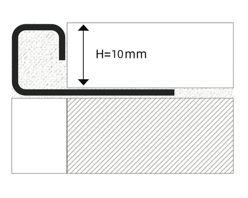 Zobrazení schodišťového profilu o výšce 10 mm.