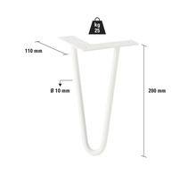 Stolová noha vlásenka, výška 200 mm, nosnost do 25 kg