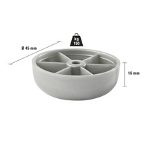 Nábytková noha z plastu o průměru 45 mm a výšce 16 mm, nosnost 150 kg