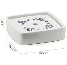 Čtvercová miska na mýdlo s květinovým dekorem, rozměry 10,5 x 10,5 x 3 cm