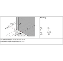 Rozměrový nákres sprchového koutu s rozměry