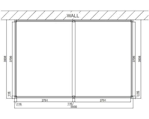Technický nákres sprchového koutu s rozměry
