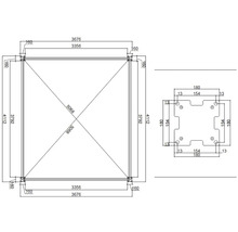 Technický výkres obdélníkového pavilonu s rozměry