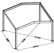 Nákres zastřešení terasy s rozměry