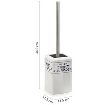 Sada WC štětky s bílou nádobou a květinovým dekorem