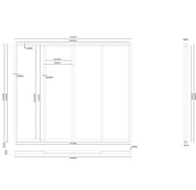 Technický nákres skříně s rozměry
