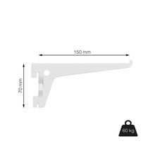 Regálová konzole o rozměrech 150 mm x 70 mm a nosnosti 60 kg