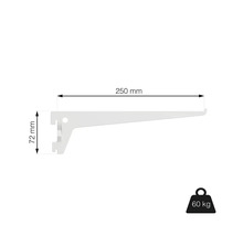 Konzole police o rozměrech 250 mm x 72 mm a nosnosti 60 kg