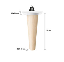 Dřevěná nábytková noha s nosností 50 kilogramů a rozměry 150 x 80 x 80 milimetrů