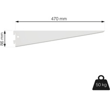 Policová konzole s rozměry 470 mm a 86 mm, nosnost 50 kg