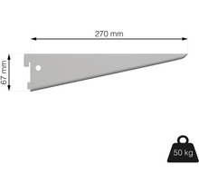 Držák police o rozměrech 270 mm x 67 mm a nosnosti 50 kg