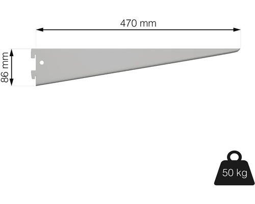 Konzole police o délce 470 milimetrů a maximální nosnosti 50 kilogramů