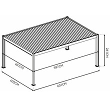 Nákres pergoly o rozměrech 261 cm výška, 401 cm hloubka, 601 cm šířka