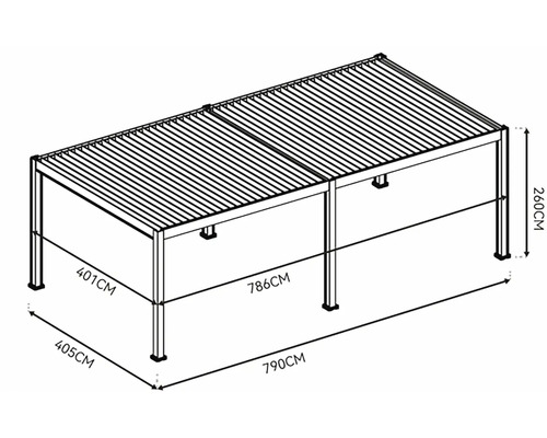 Rozměry pergoly s lamelovou střechou