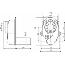Technický nákres sifonu s rozměry