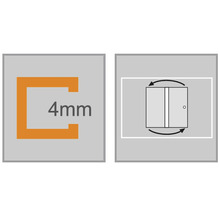Symbol distanční vložky 4 mm a otočných dveří
