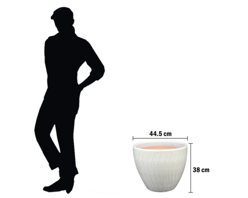 Květináč o rozměrech 44,5 cm na šířku a 38 cm na výšku