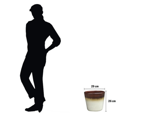 Keramický květináč o rozměrech 29 centimetrů krát 26 centimetrů