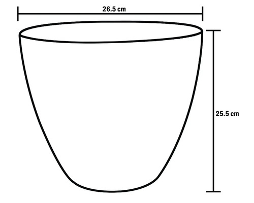 Nákres květináče o rozměrech 26,5 cm šířka a 25,5 cm výška