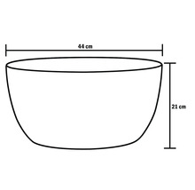 Nákres květinové mísy o rozměrech 44 cm šířka a 21 cm výška.