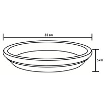 Obrázek rozměrů podmisky na květináč: průměr 35 cm, výška 5 cm.