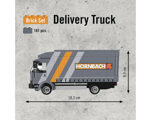 Stavebnice dodávky se 181 díly o rozměrech 18,3 cm x 8,9 cm