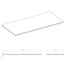 Obrázek pracovní desky o rozměrech 1008 x 460 x 15 milimetrů.