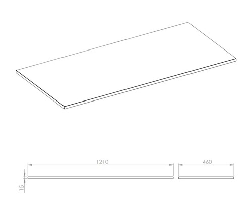 Pracovní deska o rozměrech 1210 x 460 x 15 mm