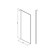 Technický nákres sprchové stěny o rozměrech 2100 mm výška, 860 mm šířka a 8 mm tloušťka.