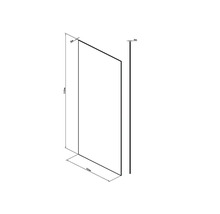 Obrázek sprchové zástěny o rozměrech 2100 mm na výšku a 960 mm na šířku.