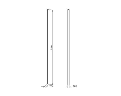 Technický výkres profilu o délce 2100 mm a šířce 40.2 mm.