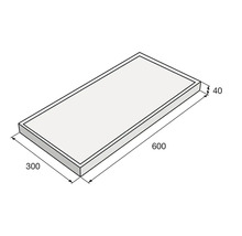 Technický nákres desky o rozměrech 600 x 300 x 40 mm.