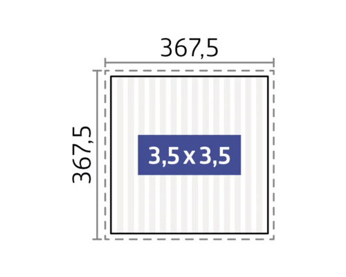 Technický výkres s rozměry: 367,5 x 367,5 a 3,5 x 3,5.