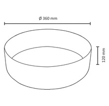 Nákres květinové mísy o rozměrech průměr 360 milimetrů a výška 120 milimetrů