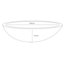 Nákres květinové mísy o rozměrech 42 cm v průměru a 12,5 cm na výšku.