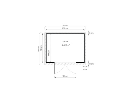 Půdorys zahradního domku s rozměry