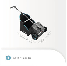 Zametač Gardena s nádobou a rozměry 106 cm x 68 cm