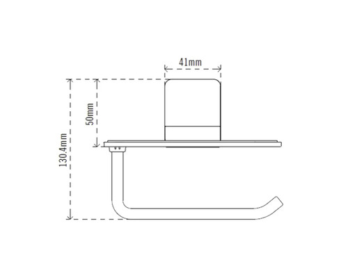 Technický výkres držáku toaletního papíru s rozměry.