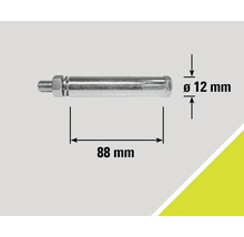 Kovový šroub s maticí, délka 88 mm, průměr 12 mm