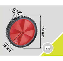 Kolečko o rozměrech 150 milimetrů na výšku a 12 milimetrů na šířku