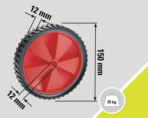Kolečko o rozměrech 150 milimetrů na výšku a 12 milimetrů na šířku