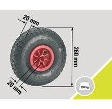 Kolo o rozměrech 260x85 milimetrů a nosnosti 150 kilogramů